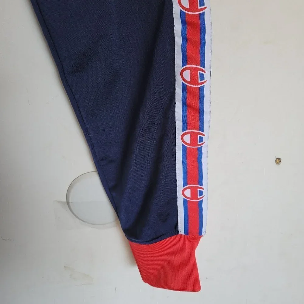 Champion Men's Vintage Striped Drawstring Pull On Jogger Sweatpants Blue Size XS